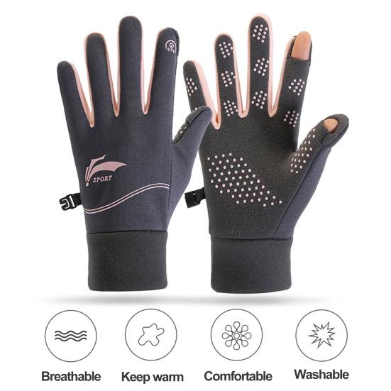 1 пара женских зимних теплых перчаток, ветрозащитные, водонепроницаемые, нескользящие, велосипедные перчатки с сенсорным экраном и полным пальцем
