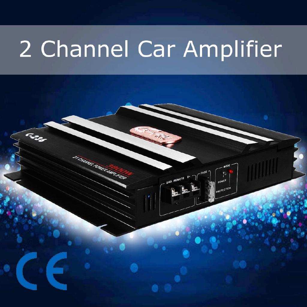 DC 12V 3800W C-236 2-канальный мощный автомобильный аудиоусилитель Bass AMP Алюминий