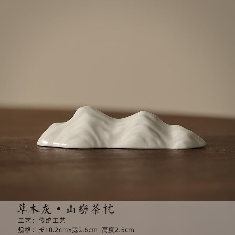Plant Ash Lid Stand Vintage Auspicious Clouds Teapot Cover Holder Chinese Mountain Tea Pillow Zisha Pot Lid Shelf Tea Ornaments