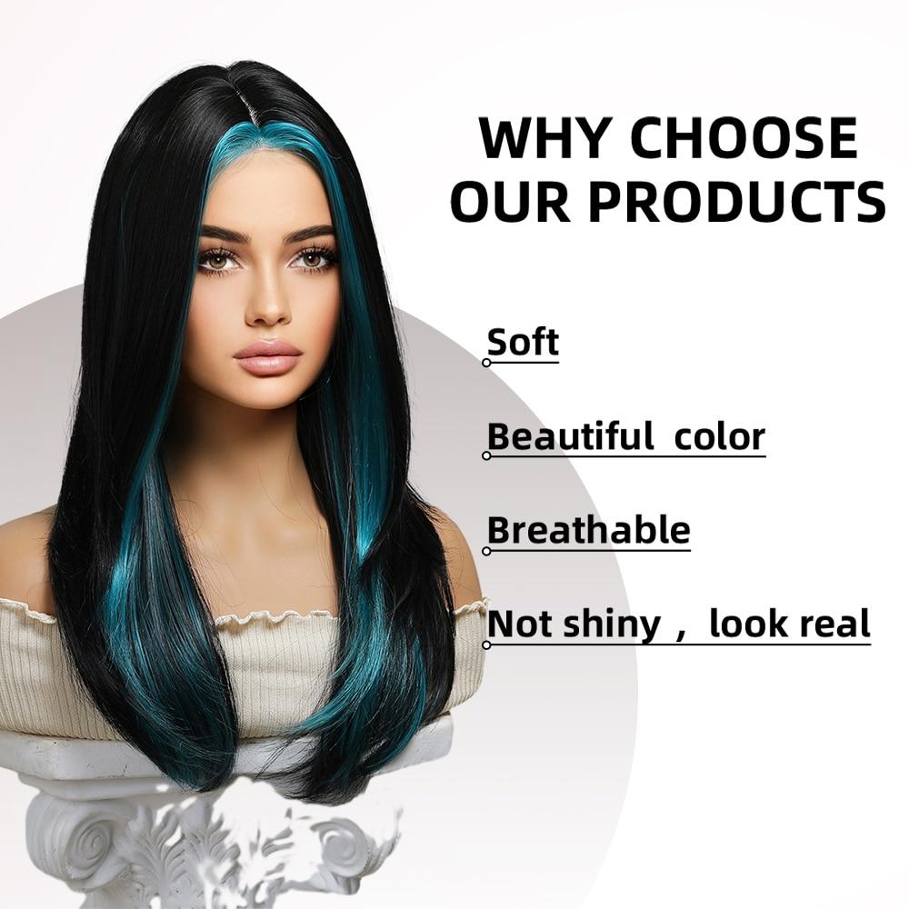 ALAN EATON Синтетические парики, длинный, черный, зеленый, многослойный парик для белых женщин, косплей, повседневные волосы, термостойкие парики из полных волос, волокнистые парики