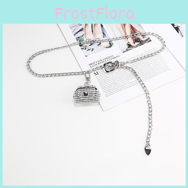 Silver Waistband Chain With Small Bag Womens Clothing Dresses Accessories Coats