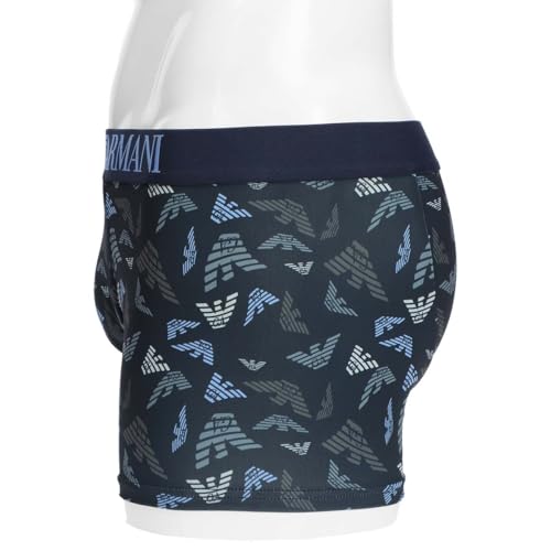 Мужские трусы-боксеры Emporio Armani из микрофибры с принтом по всей поверхности, с застежкой спереди, размер ЕС, 54095350, темно-синий, размер M (Европейский размер 68)