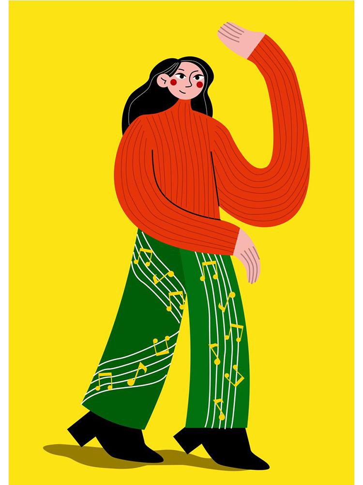 Забавный меломан, холст, живопись, постеры, принты, абстрактная девушка, играющая на гитаре, нота, настенное искусство для современной гостиной, домашний декор