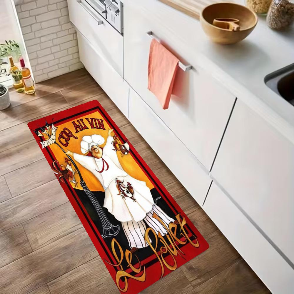 Chef Wine Kitchen Floor Mat Nonslip Washable Soft Carpet Doormat Suitable For Bedroom Living Room Kitchen And Bathroom Home Decor