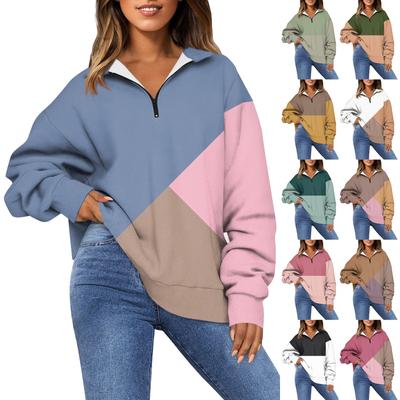 Женская модная толстовка с длинным рукавом и принтом в полоску с отворотом на молнии