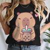 Women's Clothing Tie Dye Animal Graphic Lover Gift Shirt Tee Capybara Kawaii Cartoon T-shirts Crew Neck Casual Summer Drink Tops