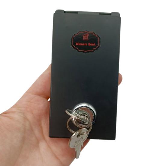 Коробка для денег для азартных игроков Банк для победителей Портативный металлический сейф с ключевым замком Карманная копилка для денег казино для безопасности Деньги на дорогу домой