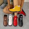 Women's Solid Color Padded Casual Boots, Buckle Soft Sole Thick Bottom High Top Walking Shoes, Round Toe Comfortable Winter Boots Autumn
