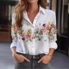 Floral Print Button Front Shirt, Casual Long Sleeve Shirt For Spring & Fall, Women's Clothing