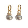 New Fashion Round Pearl Dangle Earrings for Women Wedding Jewelry Gift Temperament Cubic Zirconia Eardrop