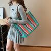 Stripe Big Straw Tote Bags for Women 2024 Summer Fashion Summer Shoulder Bags Handbags and Purses Weave Beach Bag