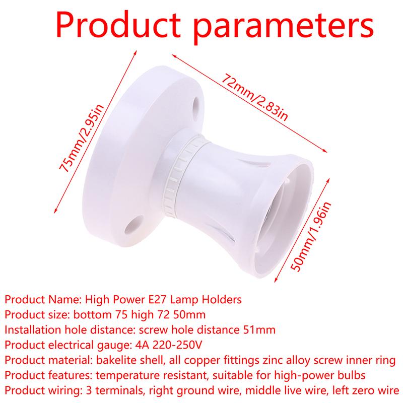 Патрон E27 Навинчиваемый Потолочный Светильник Головка Светодиодный Патрон Настольная Светодиодная Основа для Освещения Патрон Термостойкий Круглый Патрон