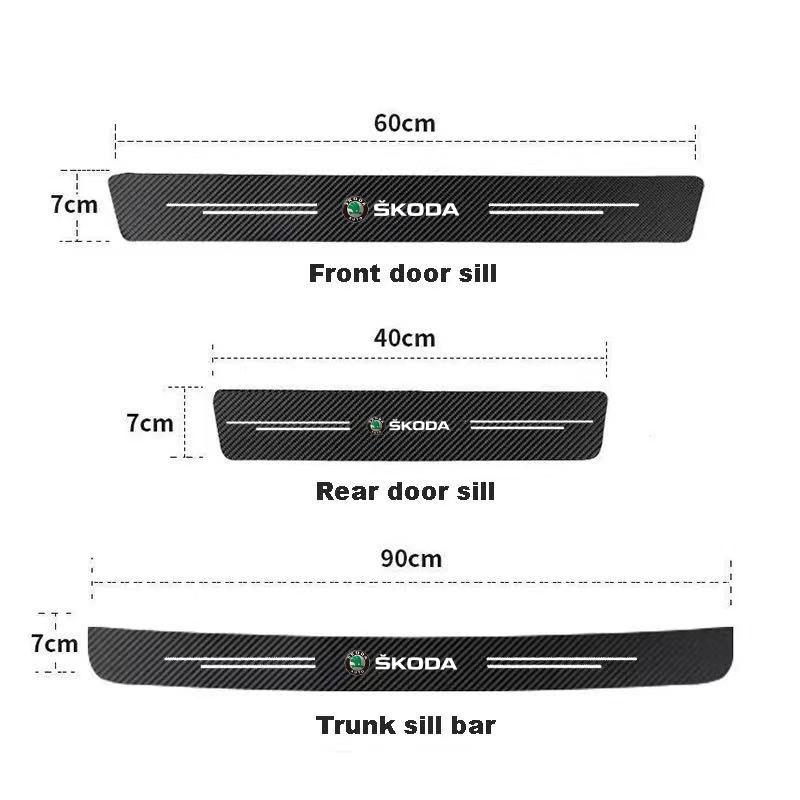 WUM1 Carbon Fibre Car Door Sill Threshold Bumper Protector Sticker For Skoda octavia 2 a7 a5 rapid fabia yeti superb SCALA Accessorie