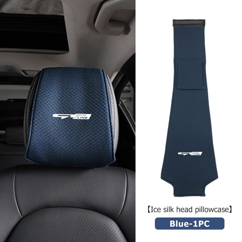 AANU1 Universal Car Seat Headrest Ice Silk Head Pillow Dustproof Cover For KIA gt gtline Xline ceed Forte RIO STINGER Seltos K3 K4