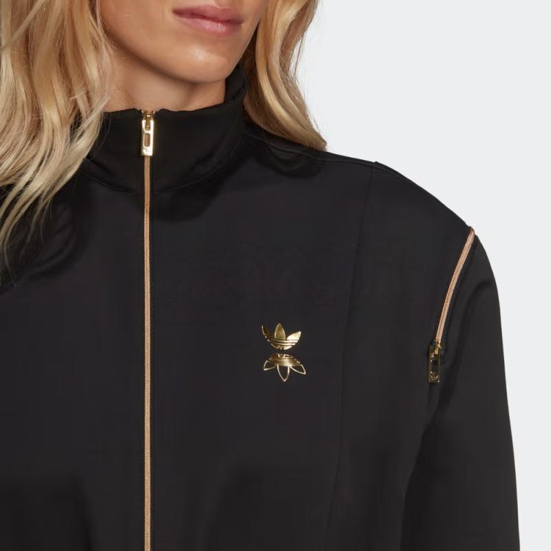 Adidas Оригинальный однотонный комбинезон с воротником на молнии с длинным рукавом для женщин Черный HG6682