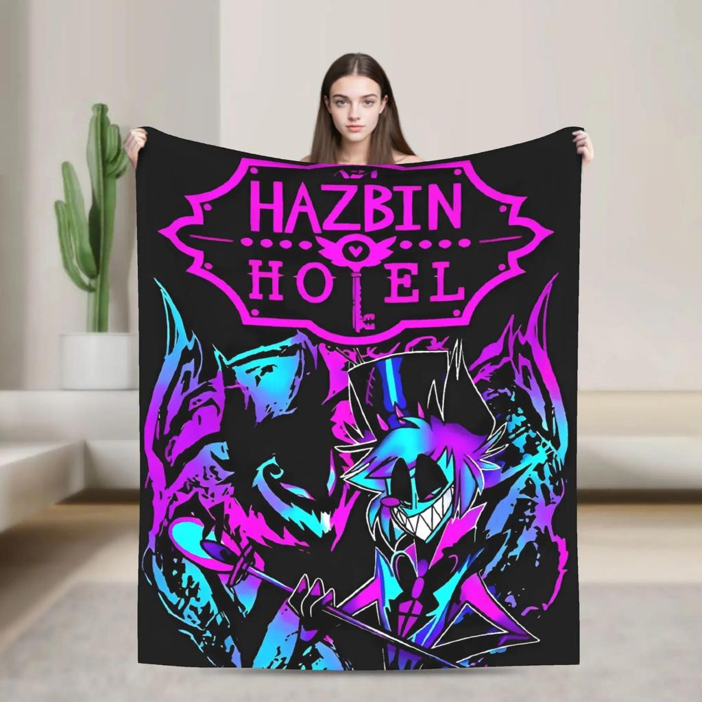 VOX HHazbin Hotel Alastor Game Blanket Warm Soft Plush Throw for Outdoor Travel Flannel Bedspread Cover