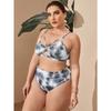 Print 2 Piece Plus Size Bikini Women Strapped Hollow Large Swimsuit High Waist Lady Swimwear Chubby Curvy Bathing Suit
