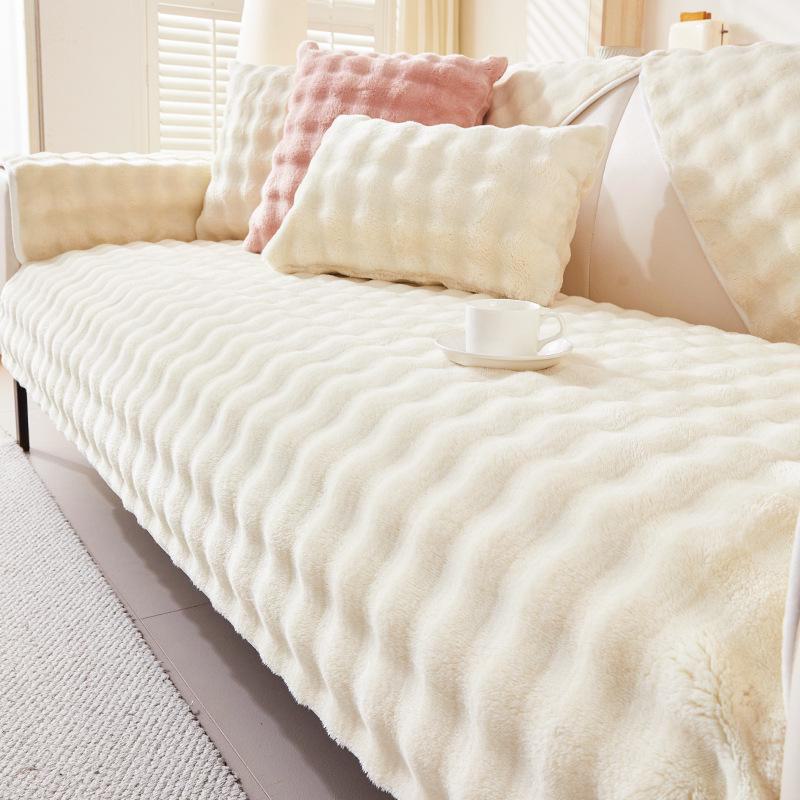 2024 Internet Celebrity Plush Sofa Cushion: Thick, Non-Slip Winter Sofa Cover with Backrest Seat Cover