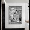 Скандинавский холст, картина, черно-белые львы, объятия, плакат и принт, настенные художественные фотографии для украшения гостиной, Cuadros