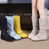 Martin Boots Women's 2025 Summer New Wool Mesh Boots Knitted Hollow Boots Lace Short Hole Boots Flat Single Shoes