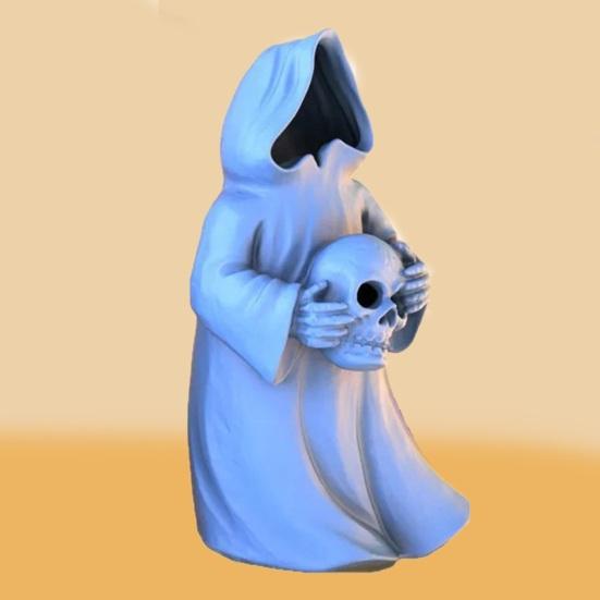 Halloween Decoration 3D Printed Ghosts Figure Faceless Standing Ghost Statue Ornament with LED Tea Lights