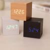 Smart Wooden Digital Alarm Clock with Night Light - Multi-functional Square Wall Clock for Students