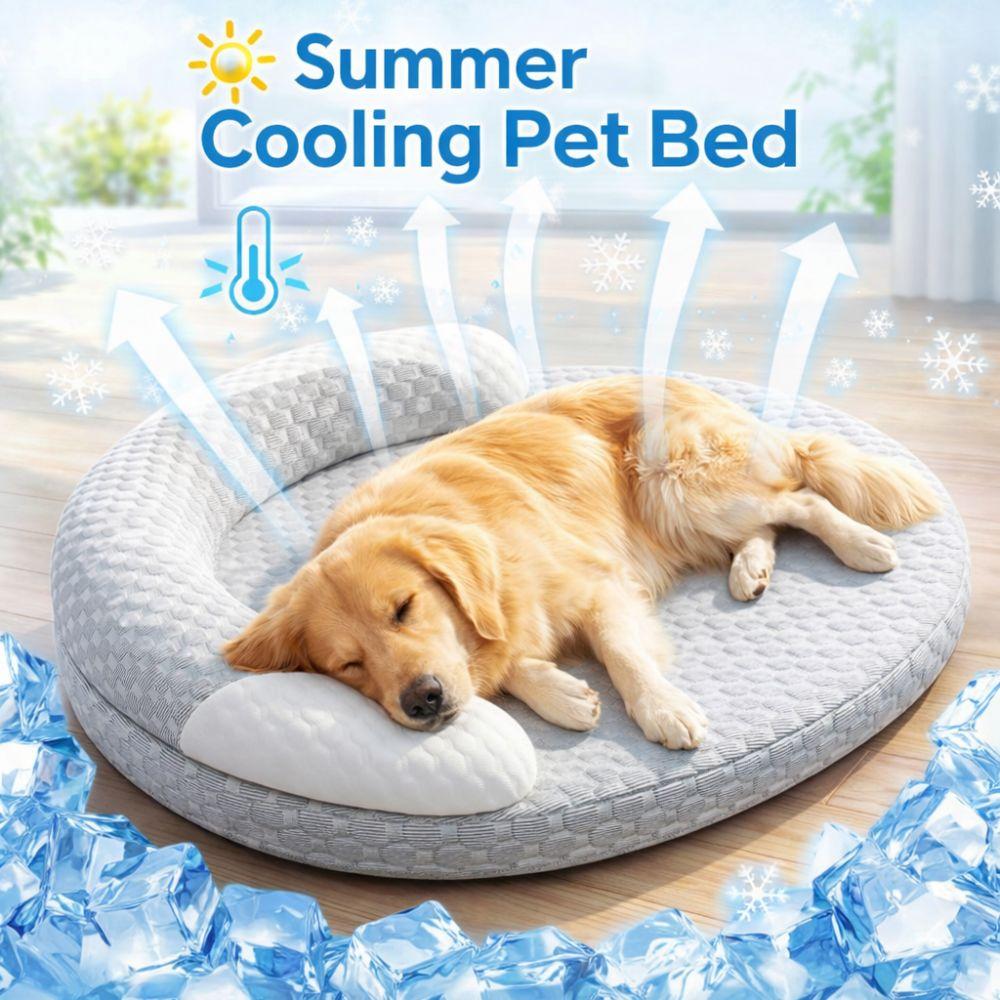 Oval Summer Cooling Dog Bed Ice Silk Pet Nest New Cat Cooling Pad For Small Medium Large Pet