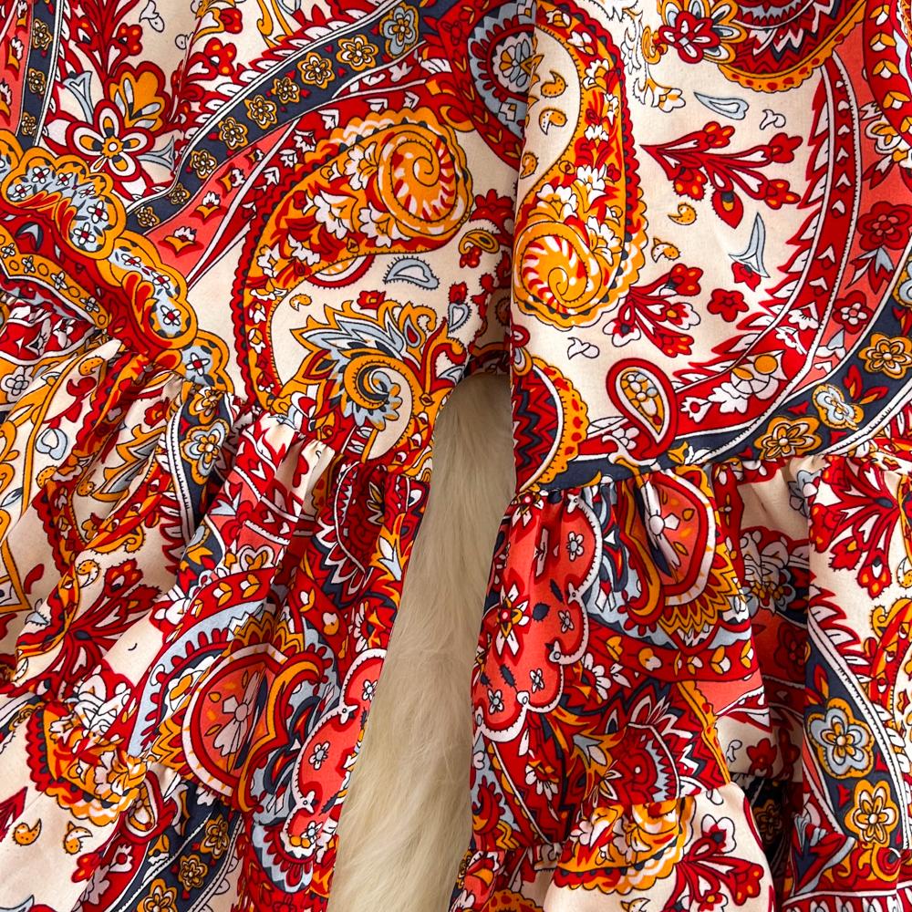 Summer Bohemian Vacation Beach Pants Elegant High Elastic Waist Wide Leg Printed Trouser Casual Flare Fladas New Fashion