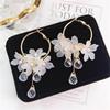 White Acrylic Flower Handmade Earrings Women Fashion Long Hanging Earrings Crystal Female Wedding Earring Party Jewelry