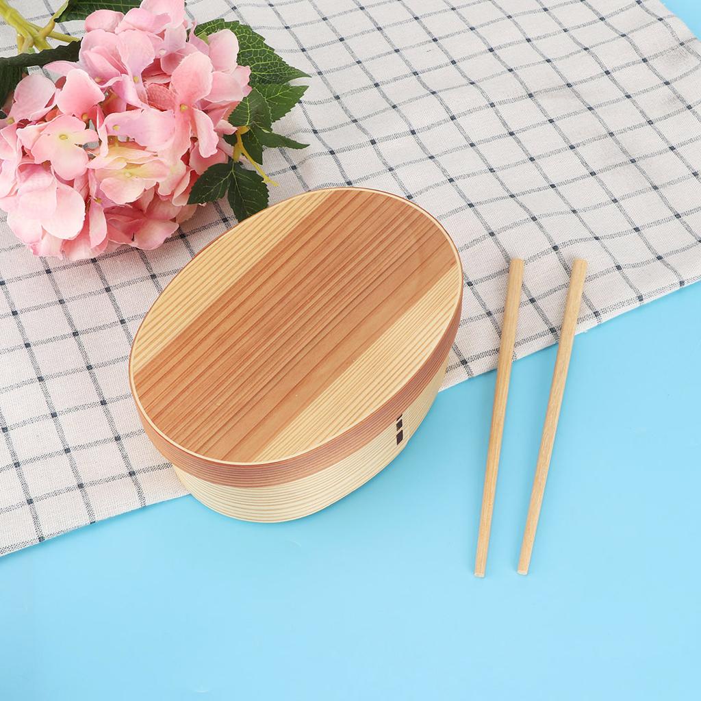 1-слойная коробка для бенто, деревянная коробка для ланча, деревянная посуда для суши, миска, контейнер для еды