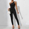 Women's Fashion Casual Solid Color One Shoulder Slim Leggings Jumpsuit