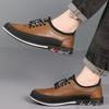Spring and Autumn Large Size Men's Casual Leather Shoes Soft Sole Lightweight Trendy Men's Fashion Versatile Driving Shoes