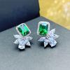 Huitan Trendy Green Cubic Zirconia Stud Earrings Women Luxury  Color Sparkling Ear Accessories Wedding Party New Jewelry