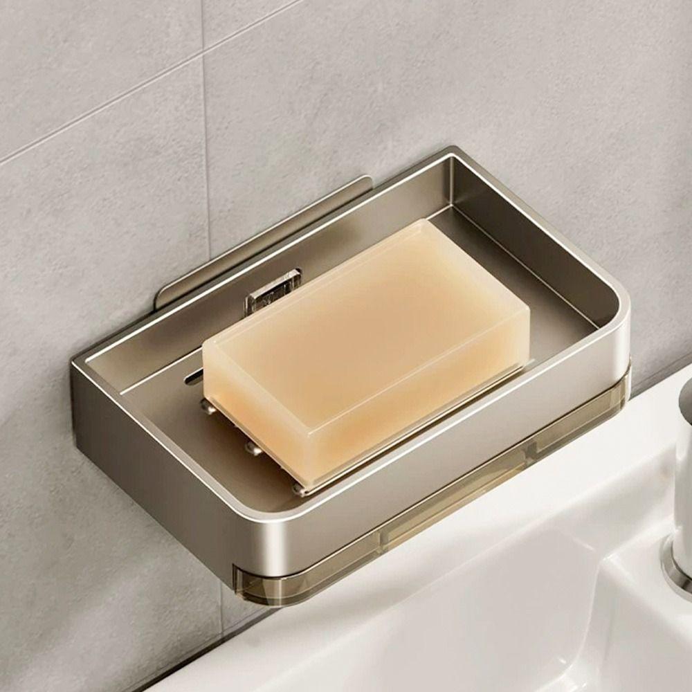 Metal Soap Box Drainable Soap Container Tray Durable Soap Dish  Bathroom Kitchen Sink Organizer