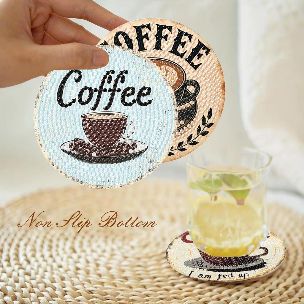 8 шт./набор подставок с узором кофейной чашки, расписанных алмазной мозаикой, подставки «сделай сам» с подставкой, подходят для начинающих и взрослых, товары для искусства и рукоделия, подарки