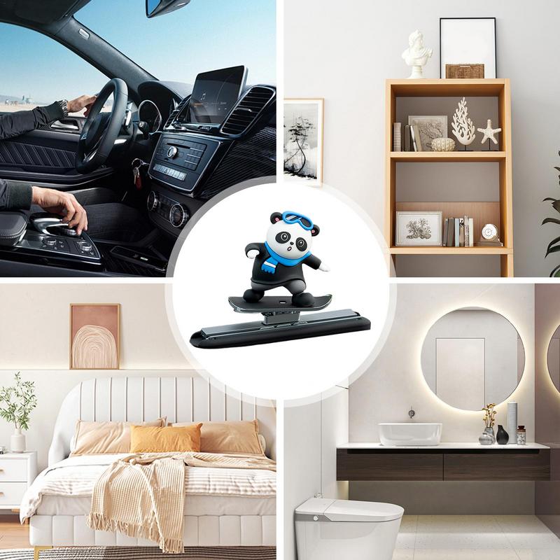 Car Skateboard Bear Decoration Cartoon Bear Skateboard Doll Car Decoration Funny Skater Bear Car Dashboard Decorations For