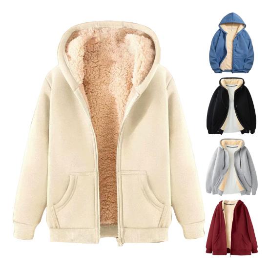 Флисовые Утепленные Толстовки Женские Однотонные на Молнии Теплые на Подкладке