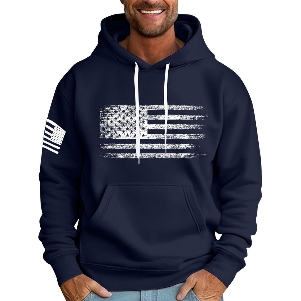 Мужская свободная толстовка с капюшоном и принтом флага, мужская повседневная модная спортивная толстовка