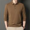 Мужская осенняя новая рубашка-поло, мужская футболка с длинными рукавами, деловое нижнее белье с лацканами для среднего возраста, мужская блузка