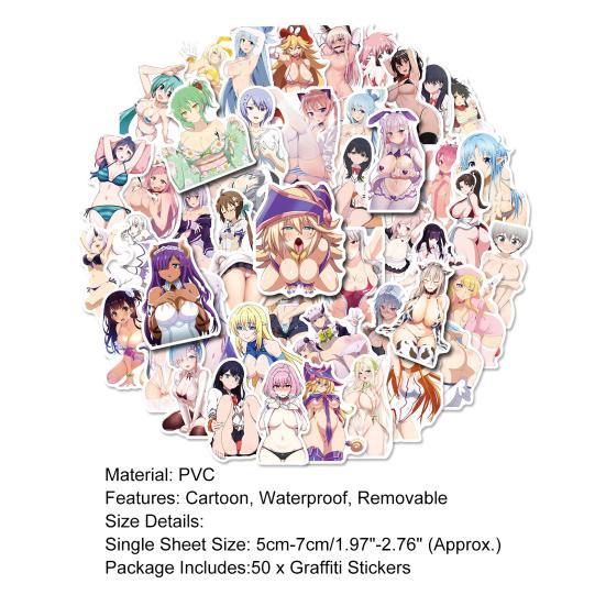 50 шт. наклейка в стиле граффити съемная самоклеящаяся ПВХ аниме девушка каракули наклейка вечерние сувениры