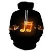 Musical Note 3d Printed Hoodie Men and Women Street Casual Cool Fashion Pullover