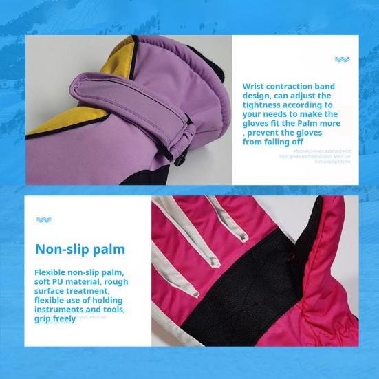 1 пара зимних лыжных перчаток с бархатной подкладкой, водонепроницаемые, унисекс, ветрозащитные, толстые, сохраняющие тепло, с нескользящей застежкой на запястье, перчатки для велоспорта и альпинизма