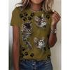Funny Cat Graphic T Shirt for Women Cartoon Animals 3D Printed Summer Oversized Short Sleeve Tees Streetwear Tops Size XS-6XL