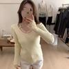 Lace Knitted Bottoming Shirt Women's Inner Season New Crew Neck Sweater Design Slim Top