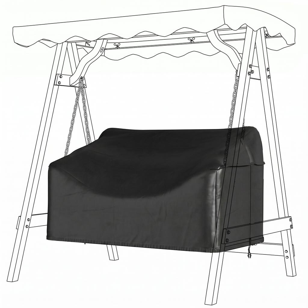 2-Seater Garden Swing Cover, Waterproof Protective Cover, Windproof and UV-Resistant, 420D Oxford Fabric