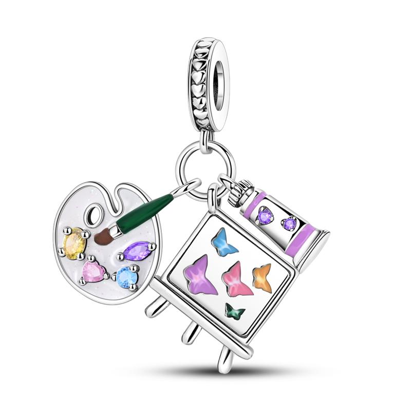 copper Colorful Charm Bead Charms Bead Sparkling Inlaid Zirconium Pendants Compatible With Authentic Accessories Bracelets Jewellery Gift
