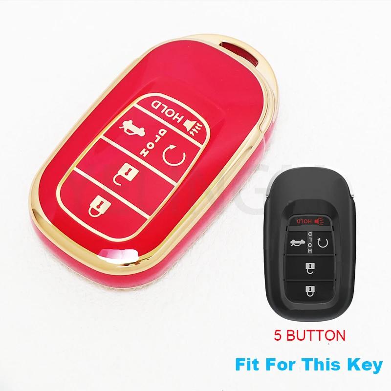 Чехол для ключа из ТПУ для Honda Civic Accord HR-V CR-V CRV 2021 2022 2023 5 кнопок Автомобильный брелок Корпус Держатель для ключа Аксессуары