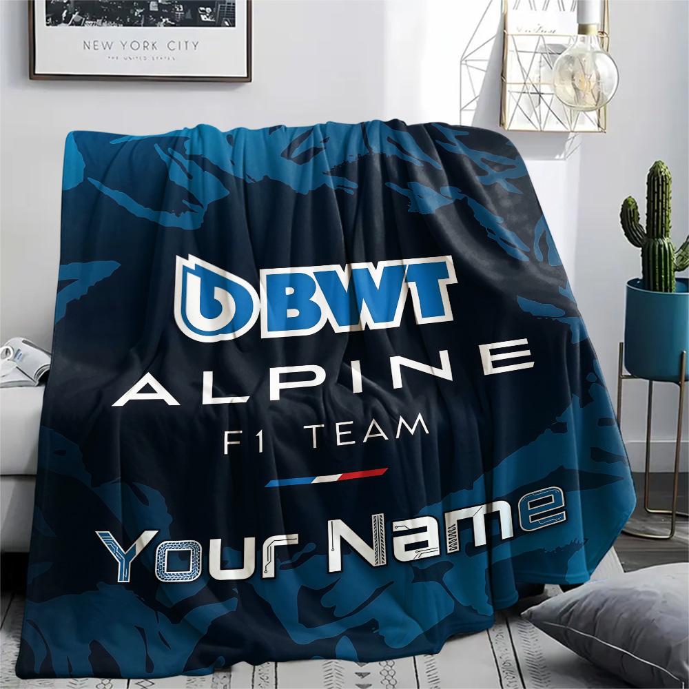 1PC Alpine F1 Custom Name Patterned Flannel Blanket Suitable For All Seasons For Home Decor Warmth And Comfort Gifts Holiday Present