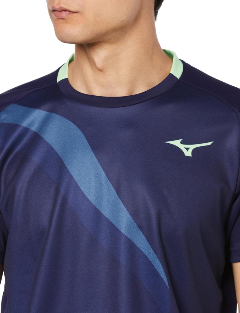 Теннисная одежда Игровая рубашка Впитывающая пот Быстросохнущая Легко двигаться Мягкая теннисная одежда 62JAA502 Вечерний синий 2XL [Mizuno]