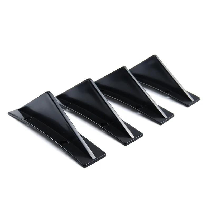 4pcs Universal Car Rear Bumper Lip Diffuser Shark Fins Canards Spoiler Splitter Carbon Black ABS Anti-Collision Accessories